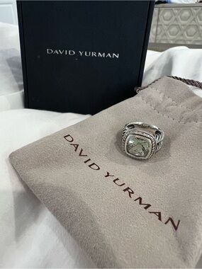 David Yurman 11mm Albion Ring Prasiolite with Diamonds size 5.75